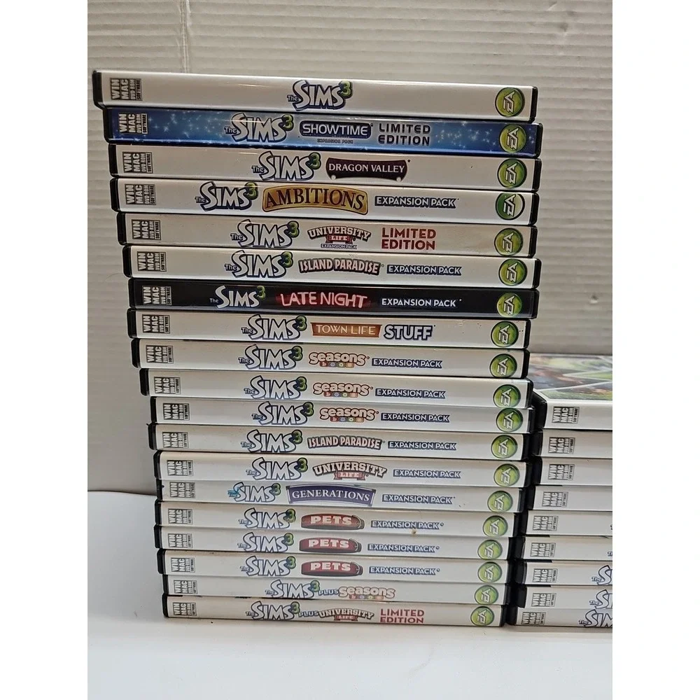 The Sims 3 PC Game Lot Seasons Late Night Stuff Dragon Valley Pets 28 Discs